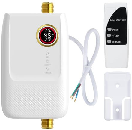 Mulcort Mini Electric Instantaneous Water Heater 220V 5500W Universal Electric Water Heater with Digital Screen Without Tank Instantaneous Water Heater for Bathroom Kitchen Wash