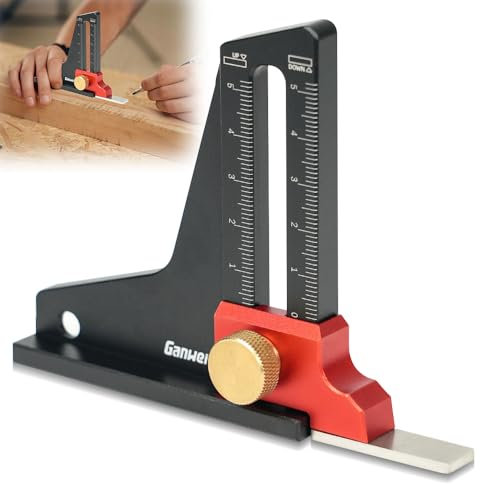Udbrud Höhenmesser, Tiefenmesser Aluminiumlegierung, Metrische Höhe Gauge Tiefe Messung, Tiefe Sägelehre Tischsäge, Tiefenmesslineal für Zuhause, Heimwerker, Holzbearbeitung