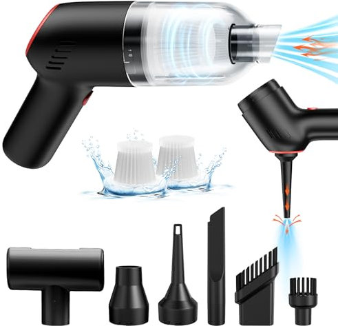 APPS2Car 3 en 1 Aspirador de Mano,12000PA Aspiradora de Mano Carga Tipo C Aspirador Coche Mini Aspiradora de Mano con 2 Filtros para Coche,Hogar,Oficina,Pelo de Mascotas (Negro)