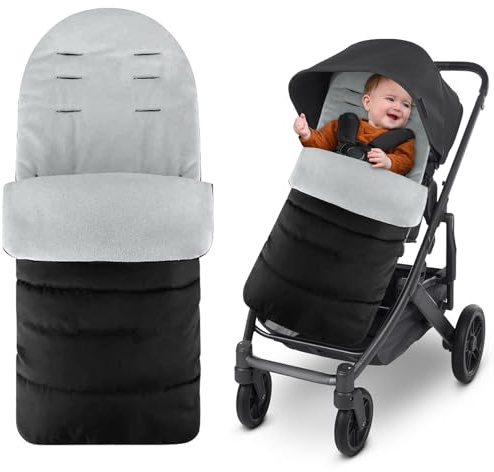 Universal Footmuff for Stroller,Warm and Cozy Pushchair & Pram Footmuffs | Waterproof and Windproof Footmuff with Coral Fleece Lining,Universal Cosy Toes Fits Most Buggies and Strollers (Grey)