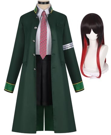 YLEAFUN Tsubakino Tasuku Costume per cosplay anime uniforme scolastica tuta da donna cappotto lungo roleplay abbigliamento per Halloween Carnevale festa