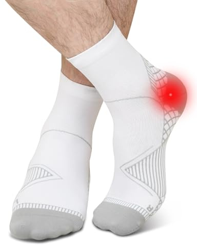 ZFSOCK Calcetines de Compresión para Hombre y Mujer: Calcetines Fascitis Plantar Soporte para Esguince de Tobillo para Aliviar el Dolor de Pies Tendinitis Aquiles Artritis 1 Pares Blanco S