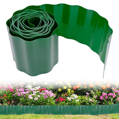 inheming 15cm×9m Garden Lawn Edging Border, Flexible & Durable Plastic Lawn Edging Strip,Plastic Border Edging Roll for Grass, Gravel & Path Borders
