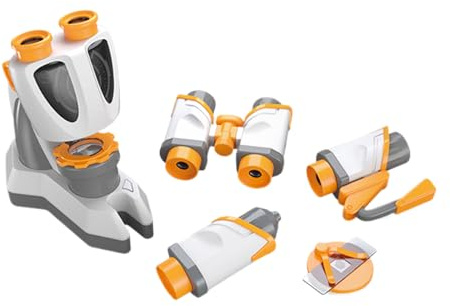 Zambuph Kit de exploración microscópica para niños de 4 Piezas, binoculares y monoculares incluidos, binoculares, microscopio y Lupa, Conjunto microscópico