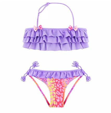 Traje de Baño para Niñas Conjunto de Bikini de Dos Piezas Sets Tankini Traje de Baño para Niñas 2-14 Años (6-8 Years, LA734-Purple)