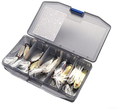 Confezione da 2810 esche da pesca in metallo, con design ponderato a coda in cucchiaini da trota e wobbler spinner (set da 10 pezzi)
