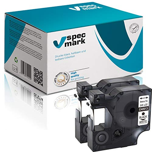specmark 40913 S0720680 Schriftband 9 mm x 7m Satz x 2 St. Schwarz auf Weiß