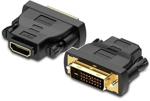 CABLEPELADO DVI-Stecker auf HDMI-Buchse, Dual-Link-Adapter (24 + 5 Pin), bidirektionaler DVI-Adapter, 1080P Full HDTV, kompatibel mit PS3/PS4, TV-Box, BLU-Ray, Projektor, Schwarz