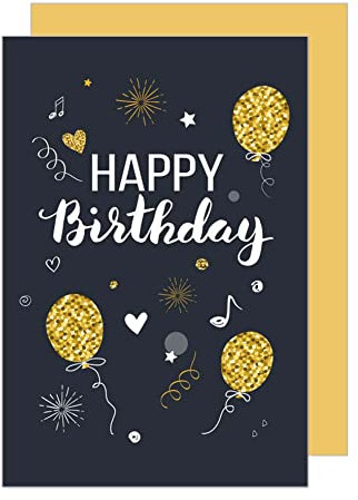 Edition Seidel Premium Geburtstagskarte mit Goldprägung und Umschlag. Glückwunschkarte Grusskarte Billet Geburtstag Happy Birthday Mann Frau einzelne eine Sprüche Karte Gold (G2896 SW022) (Design 4)