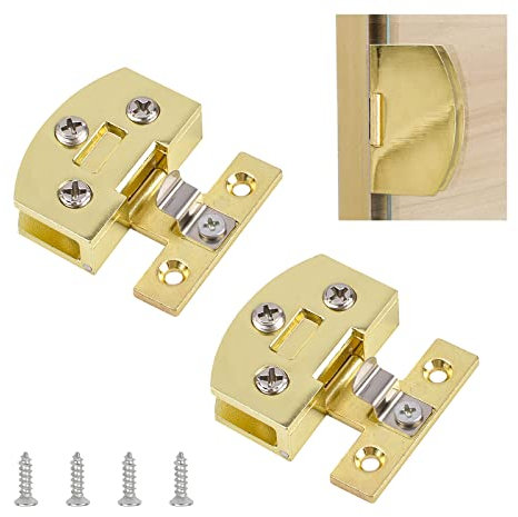 UFURMATE Lot de 2 charnières d'armoire en verre unilatérales réglables dorées en alliage de zinc - Charnières pivotantes latérales à 90 degrés - Charnière de rechange pour verre sans cadre de 5 à 7 mm