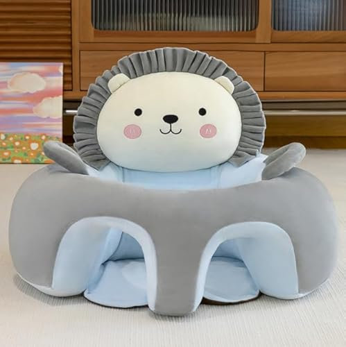 Baby Sitzstuhl Kinder Plüschsessel Sofa Stuhl für Kinderzimmer Baby Sitzhilfe Stützsitz Lernen Sitzen Sicherheitssitz Sitzkissen Kuscheltier Tier Kindersessel Plüschtiere Kleinkindmöbel (Löwe)