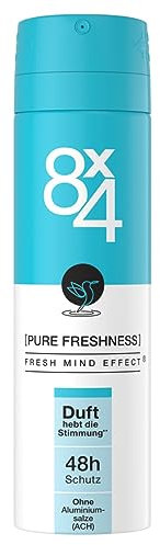 8X4 Pure Freshness Deospray, Deodorant mit aquatisch-belebendem Duft, erfrischendes Deo ohne Aluminium (ACH) mit 48h zuverlässigem Schutz (150 ml)
