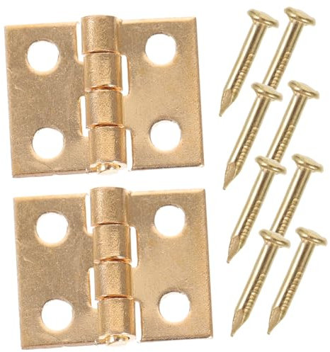 SAFIGLE 1 Pair Mini Decorative Hinge for Dollhouse - 18mm Small Antique Brass Hinges with Screws for Furniture DIY Projects