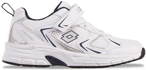 Lotto Scarpe da Ginnastica Unisex per Bambini Kitaura K, Bianco Blu Marino, 32 EU