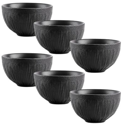 Wilmax - Bol en porcelaine - 250 ml - lot de 6 - Saladier - Bol noir pour snacks, salades, à fruits, à céréales - Élégant et résistant aux rayures - Idéal comme cadeau