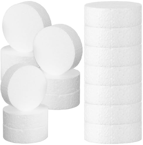 DIYEAH Foam Cylinders 3X3X1 Inch Lightweight Polystyrene Circles for Crafts Cake Decoration Floral Arrangements Holiday Ornaments