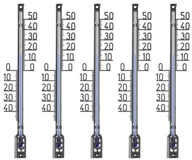 Lantelme 5 termometri da giardino analogici in plastica, lunghezza 16 cm, temperatura da -40 a +50 °C, resistente alle intemperie, colore nero, termometro per esterni, giardino, interno (nero)