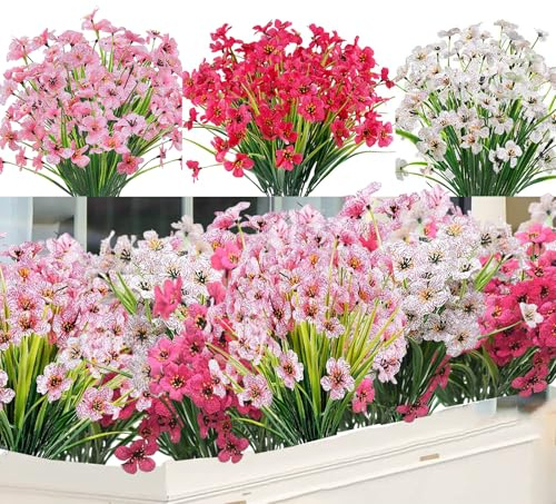 Kunstblumen 9 Bündel Seidenblumen Kunstpflanze Outdoor für draußen Innen Veranda Hochzeit Hof Dekor kunstpflanze Außen Garten