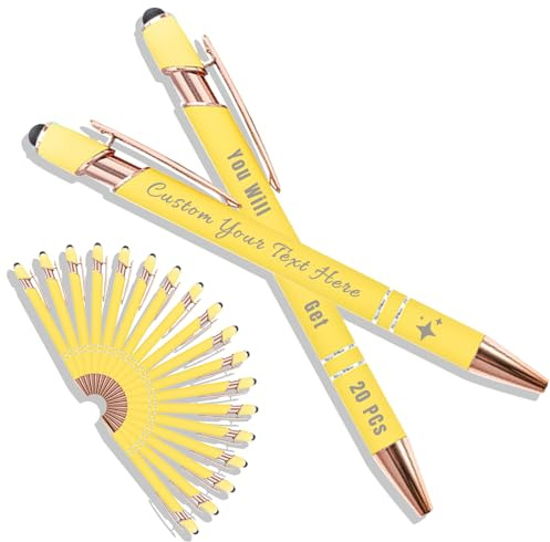 Générique Stylo Personnalisé avec Texte/Icône Gravé, Personnalisable 2-1 Stylo Multifonction avec Stylet, Multicolore, 20 Pièces