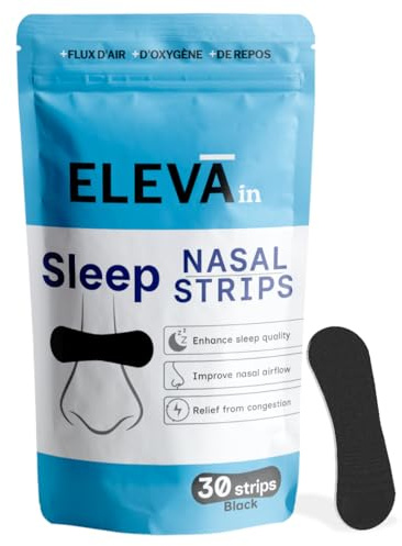Eleva Sleep Tiras Nasales para el Descanso Nocturno | Mejora el Flujo de Aire y la Respiración Nasal | Diseño de Mayor Área y Adhesivo 12h