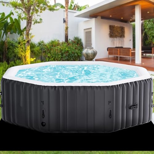 Gonfiabile Hot Tub 4-6 Persone 195 x 195 x 63.5 cm 2400W Vasca da bagno Gonfiabile Tub con Bocche d'aria, Coperchio Isolato, Tappetino E Pompa Di Riscaldamento Indoor Outdoor Spa Piscina (Esagono)