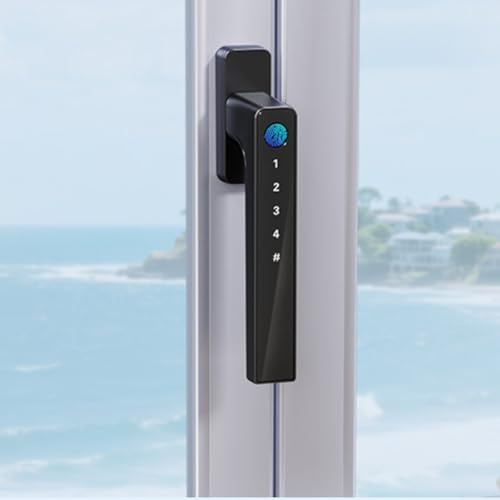 Serratura intelligente per finestre con impugnatura elettronica, con riconoscimento delle impronte digitali, ingresso password e per sblocco app Tuya Smart, sicura e impermeabile