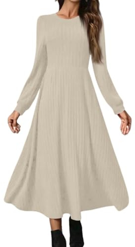 Robe Pull Hiver Femme Col Rond - Vetement Femme Couleur Pure Long, Robes Unique Mode - Pulls Glamour Elegant Convient pour Le Printemps, L'automne Et l'hiver