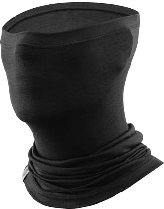 ROCKBROS Braga de Cuello Merino y Lyocell, Calentador de Cuello para Hombres Mujeres, Transpirable, Elástica, Multifuncional Bufanda Tubular para Moto Esquí, Ciclismo, Senderismo, Negro