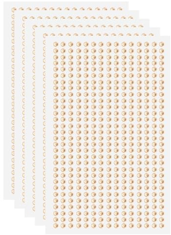 QUARKZMAN 5 Fogli/2250 Pezzi Adesivi Con Strass Autoadesivi Strass In Acrilico Adesivi 3mm Pietre Preziose In Plastica Per Decorazione Unghie Abbigliamento DIY Trucco Decorazione Oro