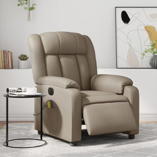 Mimdixy Fauteuil inclinable de massage, fauteuil de cinéma, fauteuil de massage, électrique, en cuir synthétique, marron cappuccino, pour salon et chambre à coucher, installation rapide