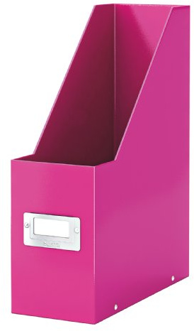 Leitz Magazine File Holder, A4, Cardboard Document Storage Box with Label, Foldable, for Home, Office & School, Click and Store Range 60470023 - Pink