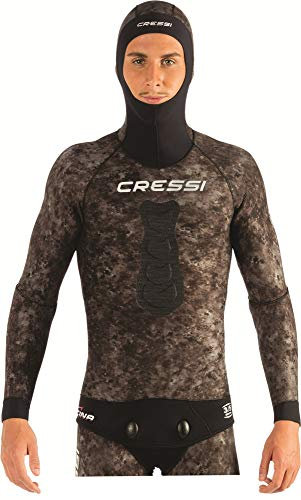 Cressi Tracina Jacket Wetsuit, Giacca Muta Pesca in Neoprene Spaccato Microporoso Supersoft - Disponibile Negli Spessori 3.5/5/7 mm Uomo, Mimetico 5 mm, XL/5
