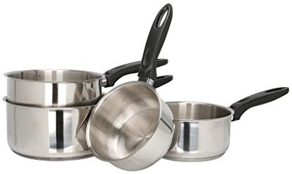 Sitram Série de 4 casseroles 14/16/18/20 cm - acier inoxydable - poignée thermorésistante - tous feux dont induction - 710482, Argent