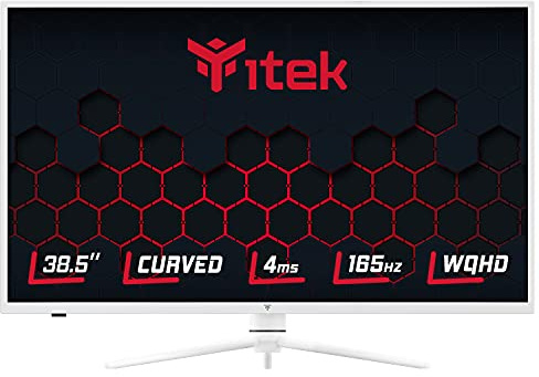 Itek Monitor Gaming GGC, Curvo (3000R), 38.5, 2560x1440 (WQHD), 16:9, HDR400, VA, 165Hz, 1ms, FreeSync, G-Sync, HDMI, Display Port, Audio, LED RGB, Altura Regulable, Blanco Brillante