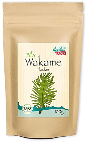 ALGENLADEN BIO Wakame Flakes - 100 g | Instant Algen aus dem Atlantik | Rohkost | Vegan | zu Dashi und Misosuppe