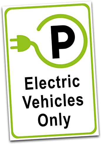 Cartello di avvertimento, 20 x 30 cm, in alluminio, per recinzioni, porte, pali in alluminio, senza fori, cartello di parcheggio (12 stazione di ricarica elettrica alta inglese)