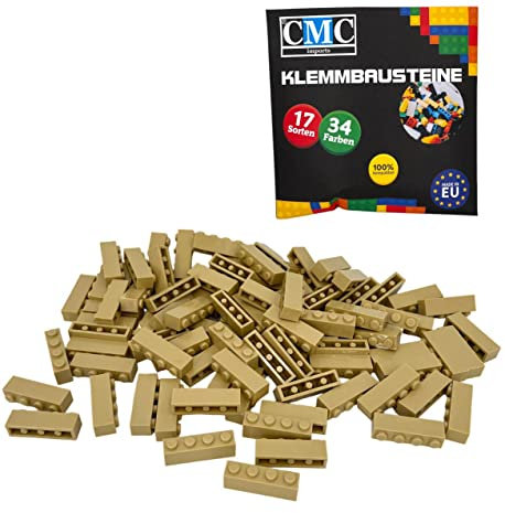 CMC imports 30 Klemmbausteine Bausteine Grundbausteine 1x4 Noppen Kompatibel Bricks 34 vers. Farben (094 - Beige)