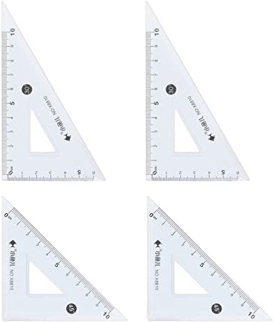 sourcing map 4 st triangel fyrkantig linjal set 10 cm 30/60 och 45/90 graders mätverktyg för klassrum, hemmakontor, blå