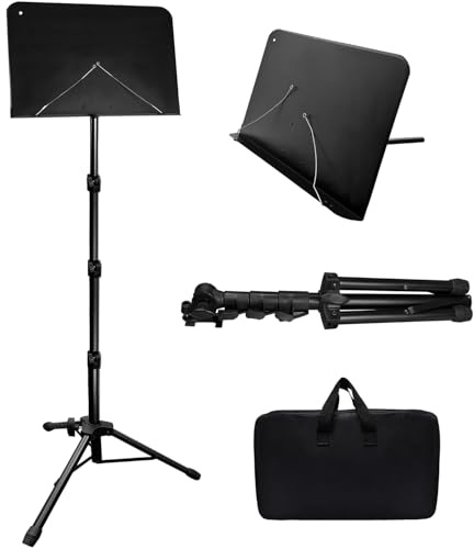 HOLANHING 70IN Sheet Music Stand, Tall Music Stand for Sheet Music Height- Adjustable Music Sheet Stand with Carrying Bag for Guitar, Violin, Ukulele (33-70IN-B)