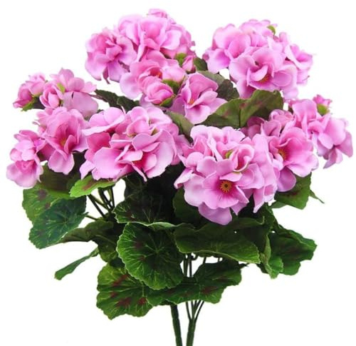 2 st konstgjorda pelargon, silkesblommor konstgjorda blommor används för heminredning, inomhus, utomhusträdgård, uteplats, vas, bordsdekoration, heminredning (rosa)