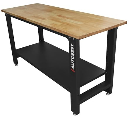 Etabli d'Atelier - Table de Travail Noir en Métal - Plateau bois - Dimensions 1600x600x880 ep 25mm