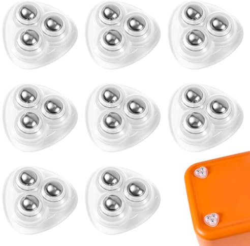 8pcs Mini Caster Wheels for Counter & Kitchen Appliances, Universal 360° Swivel Roller Casters, Sticky Pulley for Trash Can, Storage Box, Small Furniture