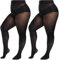 Aaronano 2 Pairs Plus Size Rip Resistant Tights Women Indestructible Nylon Pantyhose High-waisted Reinforced T-Crotch (Black, XL-2XL)