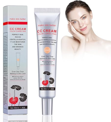 Crème CC Avec Centellas Asiatica, Crème CC Multi-usages, Correctrice De Couleur, Anti-cernes Hydratant Longue Tenue pour Le Visage Pour Corriger La Couleur Et Protection SPF(Sombre) (01, Normal)