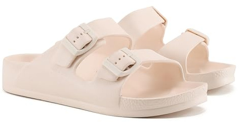 VIVASHOES Women’s Double Buckle EVA Sandals – Lightweight Waterproof Adjustable Slides with Arch Support for Summer, Beach, Pool & Daily Wear – True to Size Good for Wide Fit