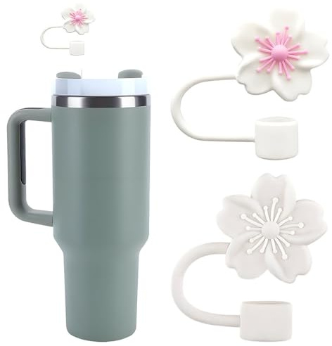 WUSJCOF 2 pezzi coperture per cannuccia, tappo in silicone, accessori Stanley Cup per bicchiere Stanley 30 & 40 Oz Tumbler con manico, copertura per straw (10 mm)