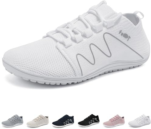 Merdoo Barefoot Femme Sneakers Unisex Minimalistes Chaussures Homme Trail Running Léger Respirant Confortable Fitness Sport Basket Basse Marche Souple Blanc 39 EU