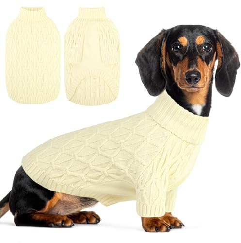 Queenmore Suéter Tejido XS para Perro, Suéter Pullover de Cuello Alto para Perros Pequeños, Suéteres Suaves para Perros Pequeños Machos y Hembras, Suéteres para Mascotas para Perros, Ropa Gruesa y