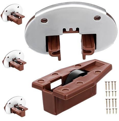 SAFIGLE 4 Sets Slide Repair Kit with Rollers and Guides for Kitchen Cabinets Dressers and Furniture Easy Installation Drawer Glide Kits for Smooth Sliding and Cabinet Track Replacement