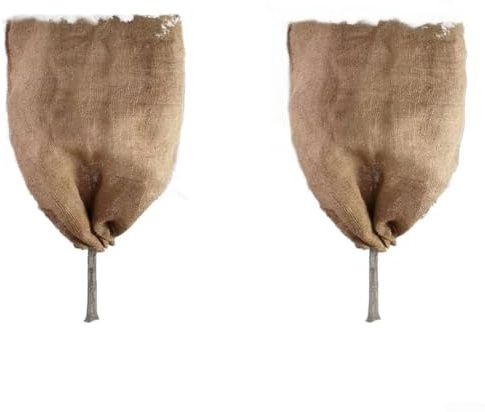 Honseadek Lot de 2 housses pour plantes d'hiver en toile de jute – Sacs réutilisables de protection contre le gel pour plantes de jardin, au froid et aux cerfs (80 x 100 cm)
